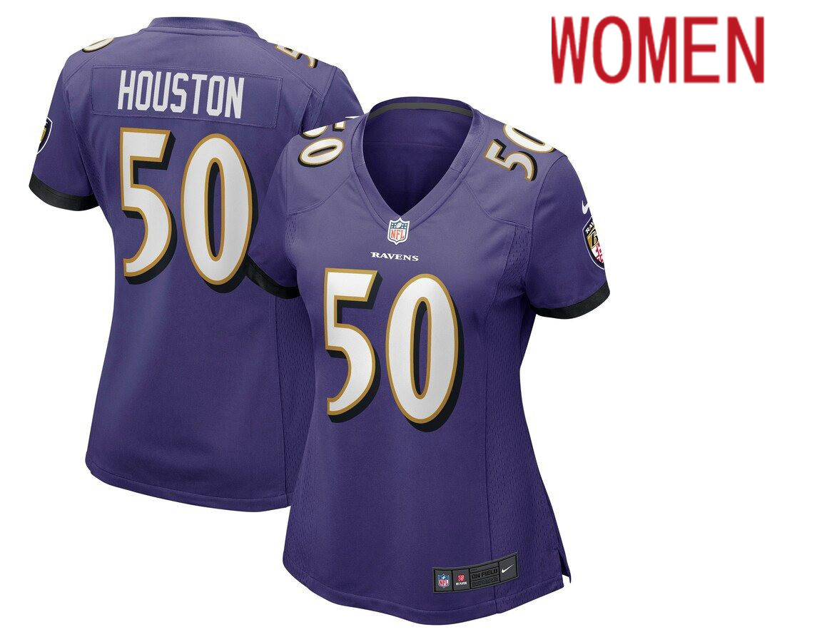 Women Baltimore Ravens #50 Justin Houston Nike Purple Game NFL Jersey